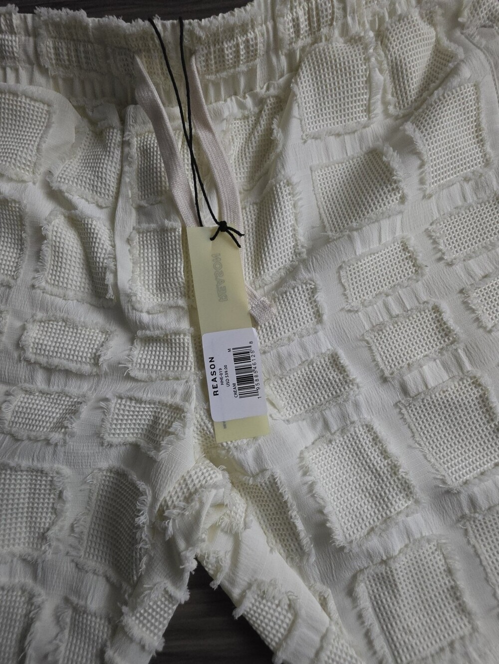 REASON Cream Textured Flat Front Men's Shorts